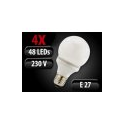 4 Ampoules globe 48 LED SMD E27 blanc froid