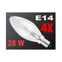 4 Ampoules bougie halogène E14 ''Green Saver'' 28 W
