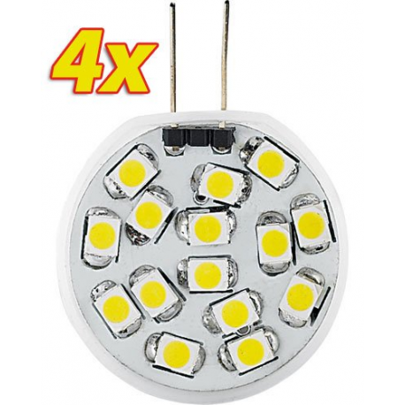 4 Ampoules 15 LED SMD G4 blanc chaud