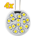 4 Ampoules 15 LED SMD G4 blanc chaud