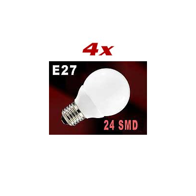 4 Ampoules globe 24 LED SMD E27 blanc chaud