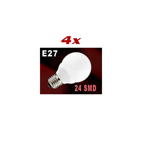 4 Ampoules globe 24 LED SMD E27 blanc chaud