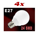 4 Ampoules globe 24 LED SMD E27 blanc chaud