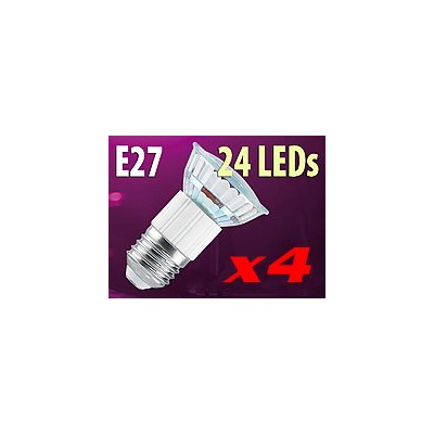 4 Ampoules 24 LED SMD E27 blanc chaud