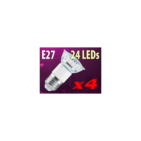 4 Ampoules 24 LED SMD E27 blanc chaud