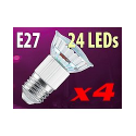 4 Ampoules 24 LED SMD E27 blanc chaud