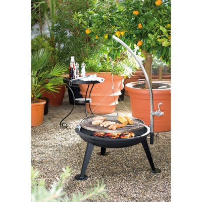 Barbecue à charbon très solide - 64 cm avec Grille, canne et 3 pieds fournis