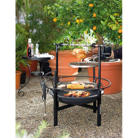 Barbecue à charbon XXL très solide - 64 cm avec 2 grilles, tourne-broche et 4 pieds fournis