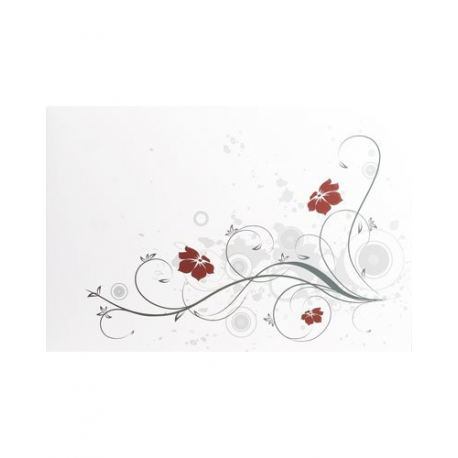 Décoration adhésive pour ordinateur portable motif floral gris et rouge