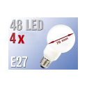 4 Ampoules globe 48 LED E27 blanc chaud