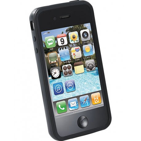 Coque de protection avec protège-connecteurs pour iPhone 4/4S - noire