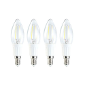 4x ampoule LED Blanc Chaud, style bougie à filament