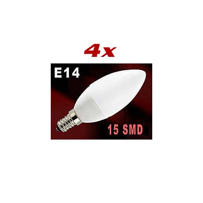 4 Ampoules bougie 15 LED E14 blanc froid