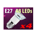4 Ampoules 48 LED E27 blanc chaud