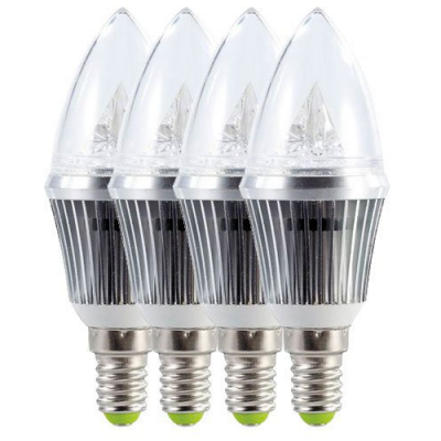 4 ampoules bougie à LED - E14 - 4W - blanc