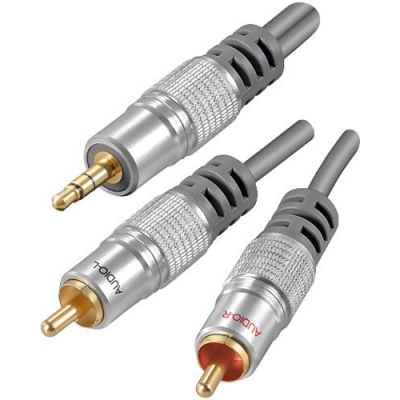 Câble adaptateur Blindé Jack mâle 3,5 mm vers Cinch mâle - 1,5 m - connecteurs plaqués Or