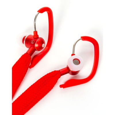 Écouteurs intra-auriculaires avec cordon lacet pour éviter les noeuds - Rouge