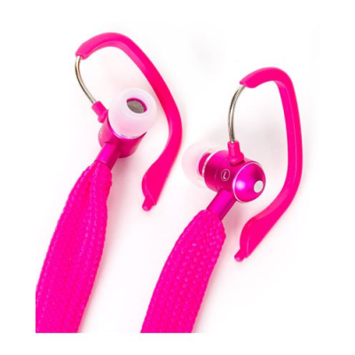 Écouteurs intra-auriculaires avec cordon lacet pour éviter les noeuds - Rose