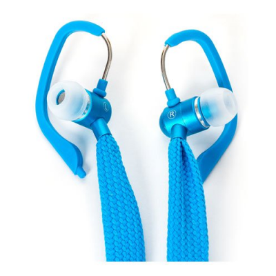 Écouteurs intra-auriculaires avec cordon lacet pour éviter les noeuds - Bleu