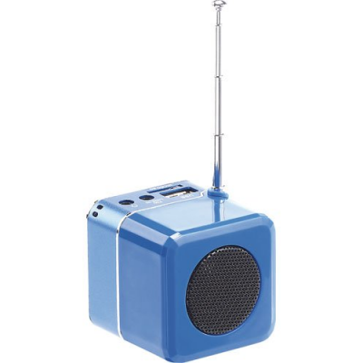 Mini station lecteur MP3, radio FM, haut-parleur 3W et horloge - Bleu