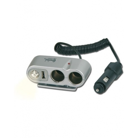 Hub sur Prise Allume-Cigare 2 X 12 V + USB + Lampe