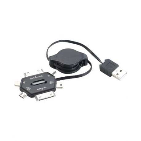 Adaptateur USB avec enrouleur pour Micro-USB, Mini-USB, connecteur Dock, connexion Lightning pour iPhone 5, etc.