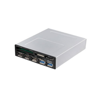 Façade multifonction 3,5" 1 port eSATA, 5 lecteurs de cartes, 3 ports USB 2.0, 2 ports USB 3.0 - Akasa