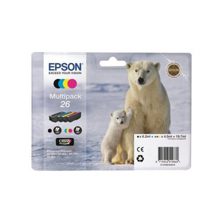 Pack de 4 cartouches originales Epson 26 (Ours Polaire)