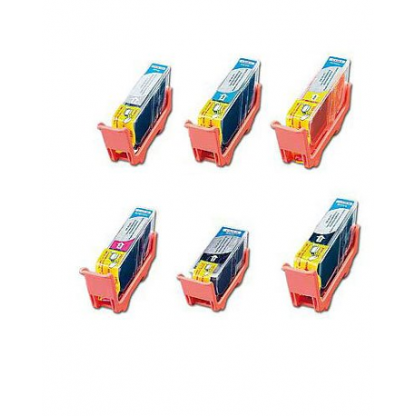 4 Cartouches - Color compatibles Canon PIXMA IP 4820 / 4850 / IX / MG / MX / Etc. - Color Pack + puce