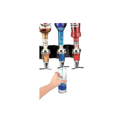 Support mural pour Bar - Barman professionnel - 4 bouteilles alignées avec doseur intégré