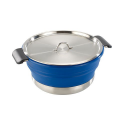 Casserole pliable en silicone avec couvercle en acier inox idéal pour le camping - 3,8 L