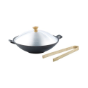 Wok en fonte plaque de cuisson et barbecue avec accessoires - diamètre 30 cm