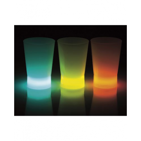 3 verres à shooters lumineux - 1 turquoise, 1 jaune et 1orange - 4 cl