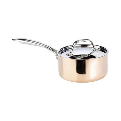 Casserole de cuisine en cuivre avec couvercle en acier inoxydable - 16 cm