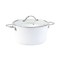 Casserole aluminium avec revêtement en céramique + couvercle en verre transparent - 24 cm - Blanc