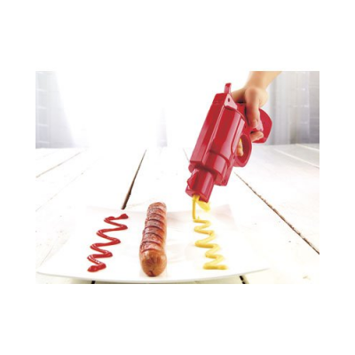 Distributeur en forme de pistolet pour sauces, moutarde, ketchup, etc.