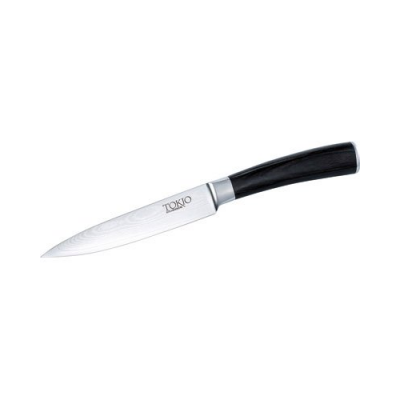 Couteau coupe et épluchage ultra coupant - Lame en acier Damas - 12,5 cm