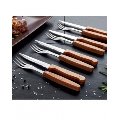 4 fourchettes et 4 couteaux à steak avec Lames crantées en acier inoxydable