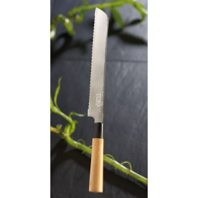Couteau à pain ultra coupant - Lame en acier Damas - 22,5 cm