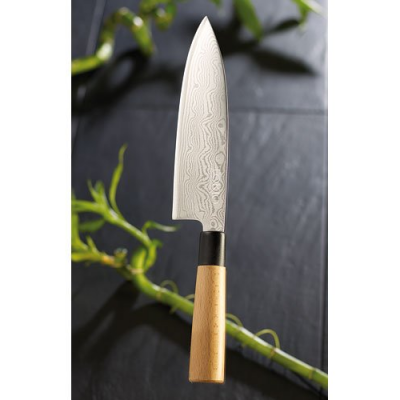 Couteau polyvalent lame ultra coupante - Lame en acier Damas - 20 cm