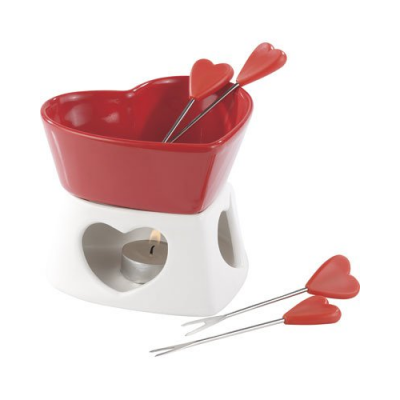 Fondue au chocolat à la bougie en forme de coeur rouge - St Valentin
