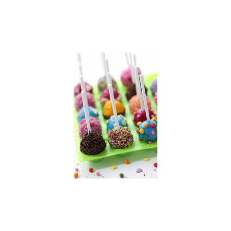 Moule en silicone pour faire 20 cake pop + 20 bâtonnets en plastique