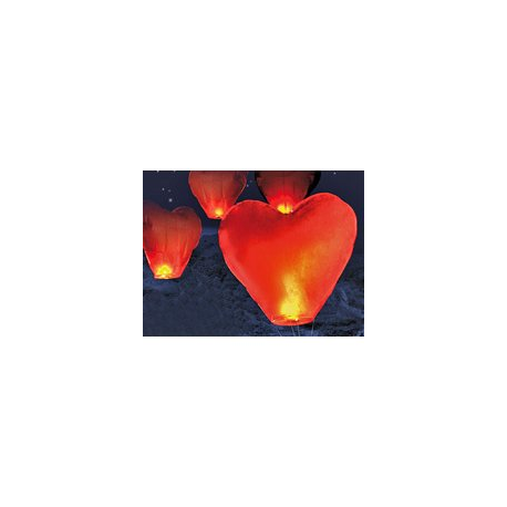 10 Lanternes volantes porte-bonheur en forme de coeur St Valentin