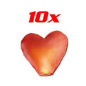10 Lanternes volantes porte-bonheur en forme de coeur St Valentin