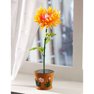 Plante artificielle Dahlia à LED solaire couleur changeante