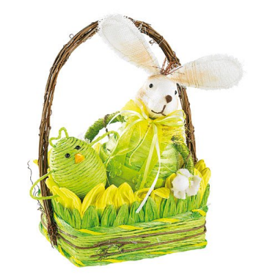 Panier de Pâques décoratif avec lapin et poules