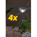 4 lampes de jardin solaires chromées à LED - 55 cm de hauteur