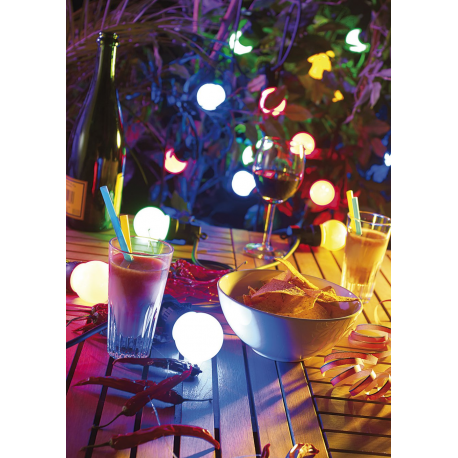 Guirlande d'ampoules 20 LED colorées - Convient pour l'extérieur - Longueur 13 m