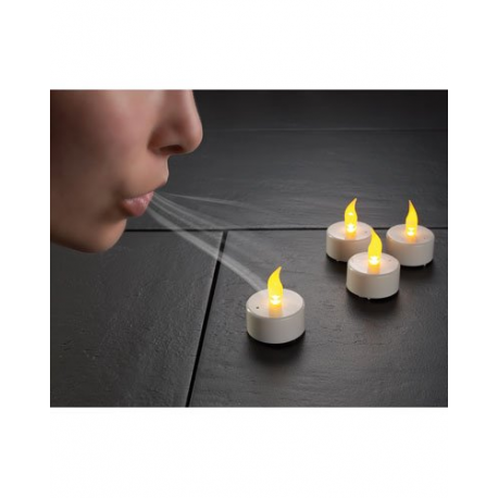 4 Bougies à LED sans flammes - souffler pour allumer