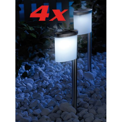 4 lanternes inox à LED pour jardin - 40 cm